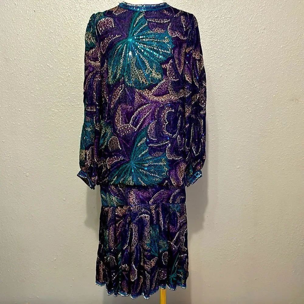 Vintage Judith Ann creations pure silk dress with drop waist size S